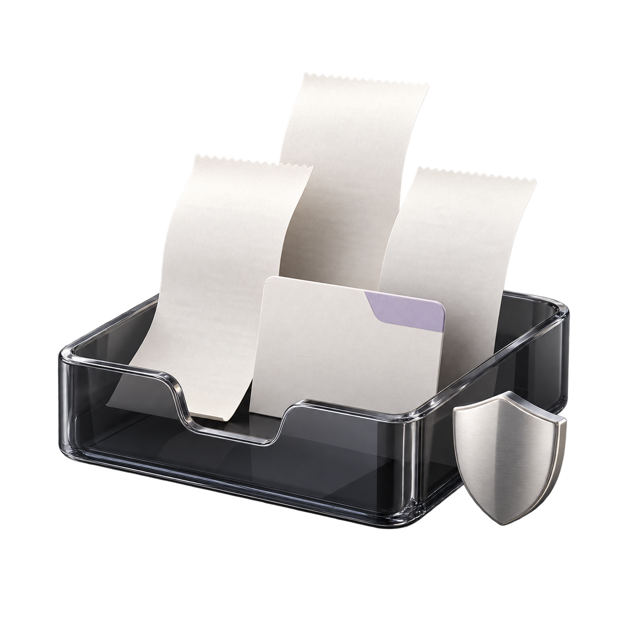 Three-dimensional secure document tray